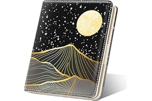 Oppsviust Womens Wallet, RFID Small Card Wallets for Women, Slim Thin Bifold Leather Credit Card Holder Wallet, Cute Compact Wallet Ladies Mini Purse with Zipper Coin Pocket & ID Window(Bright Moon)