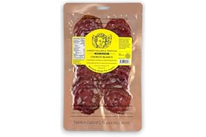 ANGEL'S SALUMI & TRUFFLES Angel's Salumi Pre-Sliced Chorizo Blanco Salami – 3oz Gourmet Artisanal Charcuterie – Humanely Raised, Vegetarian Fed, Antibiotic, Hormone, and MSG-Free