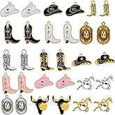 Kzikbxh 30PCS Western Themed Alloy Charms Set - Alloy Cowboy Hat, Boot, Horse Pendants for DIY Jewelry Crafting Necklaces Earrings Bracelets