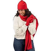 Fishers Finery Women's 100% Pure Cashmere Ribbed Hat Glove Scarf Set | Gift Box