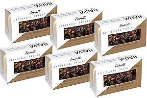 EMIRELLI SAN FRANCISCO Emirelli Artisanal Halva Dessert – Authentic Middle Eastern Candy Turkish Sweets – Vegan Candy 55%-Tahini Halwa - Halvah Traditional International Sweets - Dark Chocolate Roasted Almonds Flavor - 6