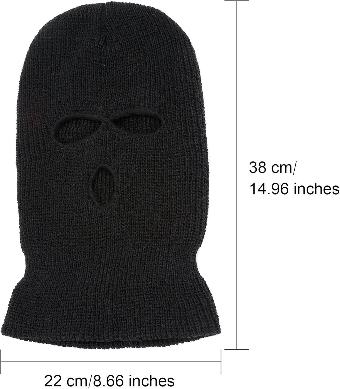 3-Hole Knitted Full Face Cover Ski Mask, Winter Balaclava Warm Knit Full Face Mask for Outdoor Sports (Black, Adult Size) at  Men’s Clothing store