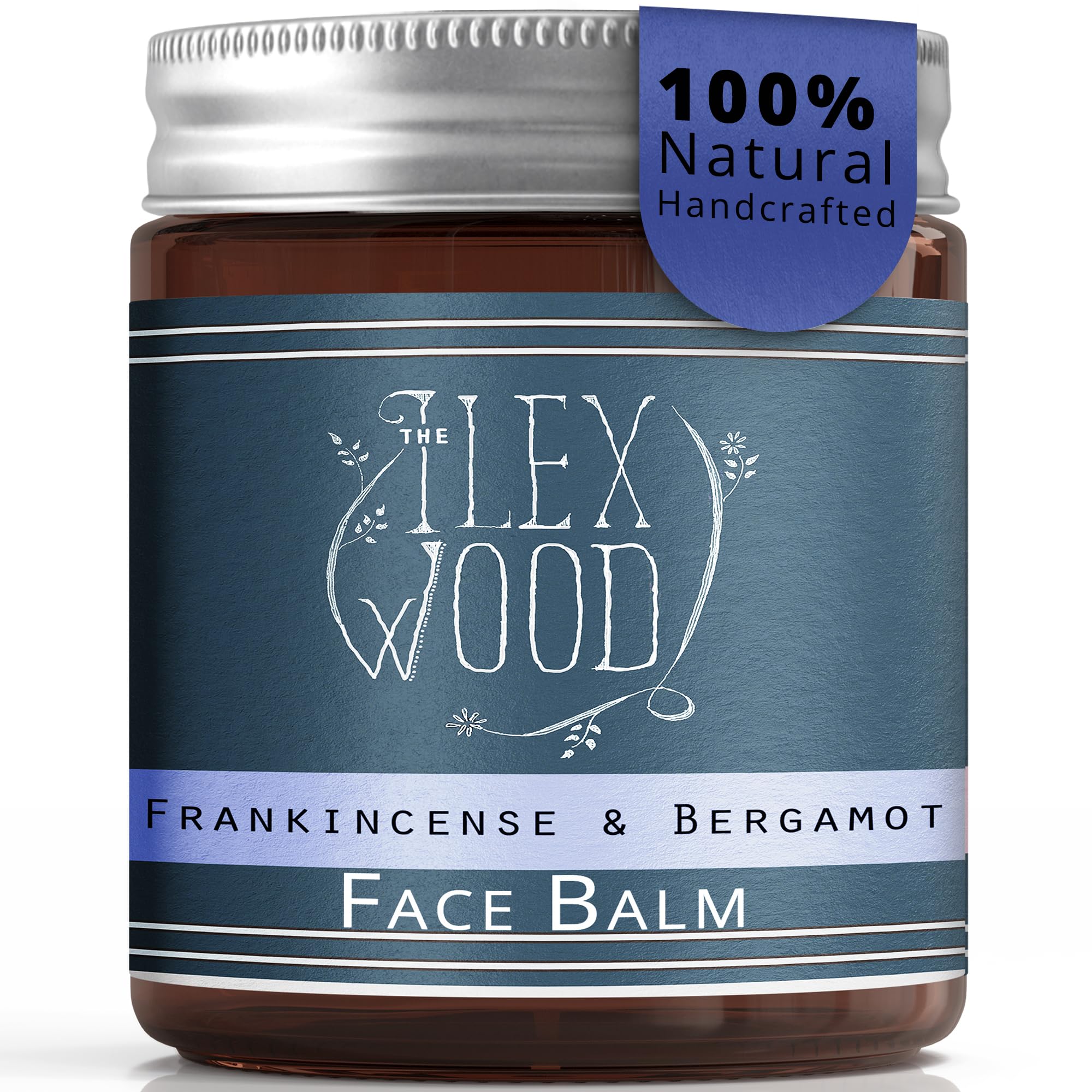 The Ilex Wood - Frankincense and Bergamot Face Balm - 100% Natural, Handmade, Vegan, Moisturising, Anti Ageing, Wrinkle and Line Reducing Ingredients, Cruelty & Plastic Free, Palm Oil Free. 60ml