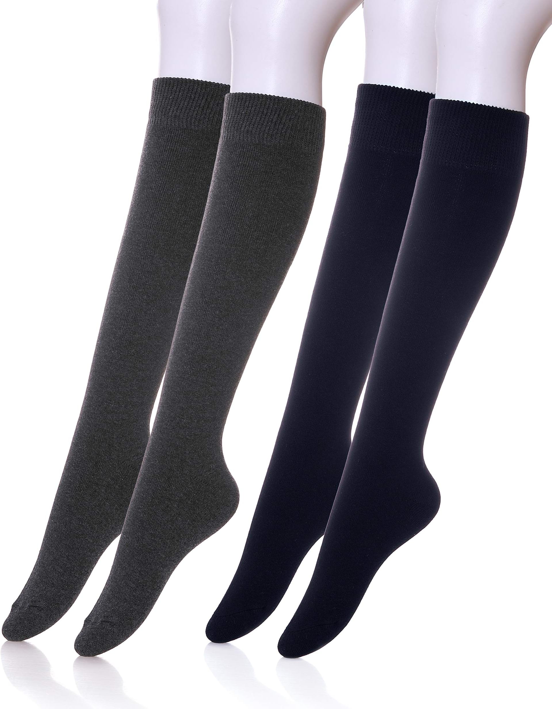 Womens 5 Pairs Thick Soft Solid Color Knit Wool Warm Crew Winter Socks