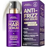 Hydrating Hair Serum for Dry &amp; Frizzy Hair &ndash; Leave-In Split End Repair 5 oz | Anti-Frizz Hair Serum with Keratin, Biotin, Castor &amp; Rosemary Oils for Smooth Hair, Shine, Heat Protection, Non-Greasy Finish