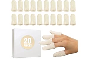 MIG4U 20 Pcs Cotton Finger Cots, Reusable Finger Protectors for Cuts Wounds, Arthritis, Eczema, Bruises, Calluses, Cracking Thumbs Healing, Fingernail Caps/Stall/Cushion/Cover, L/XL