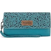 Montana West X Wrangler Western Wallets for Women Trifold Wristlet Wallets Large Capacity Women Clutch Wallet with Coin Purse