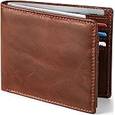 GSOIAX Top Genuine Grain Leather Premium Crazy Horse Wallet for Men-Handcrafted Vintage Bifold Wallet with 11 Card Slots,2 ID Windows & 2 Cash Pockets,RFID Blocking,Gift ideas for Him (Brown)
