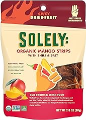 SOLELY Organic Dried Mango Strips with Chili and Salt, 2.8 oz | Three Ingredients | Vegan | Non-GMO | No Added Sugar