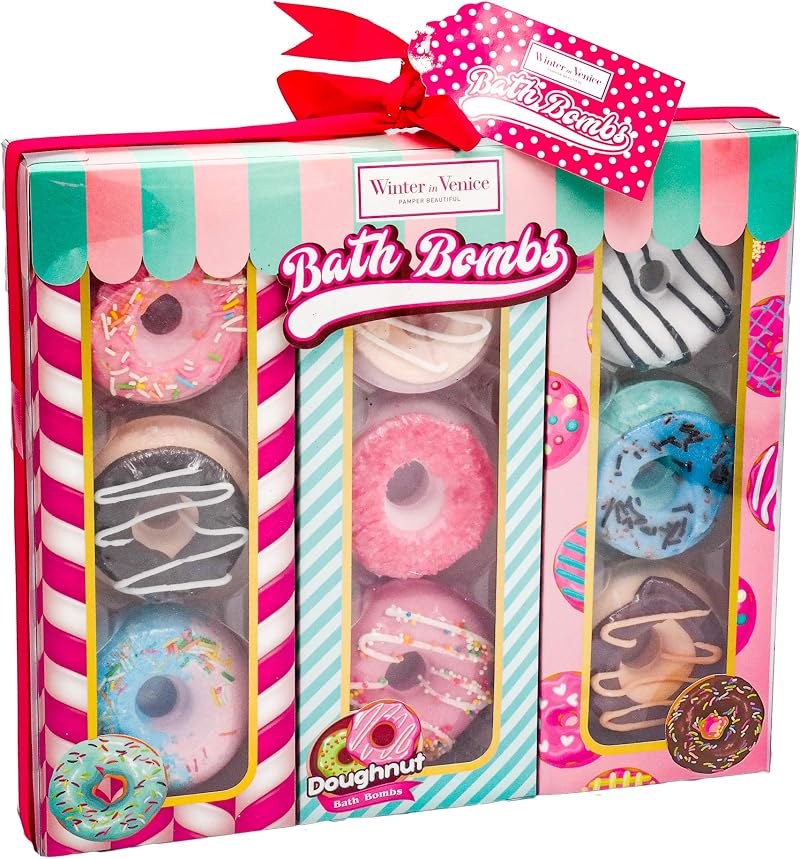 Winter In Venice Doughnut Bath Bomb Set 9 Flavors Luxury Gift