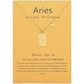 TGOLM 14k Gold Plated Zodiac Sign with Tarot Card Pendant Necklace Birthday Gift for Women