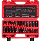Hex Bit Impact Socket Set: 36-Piece with 4 Adapters, 1/4" 3/8" 1/2" Drive Master Allen Impact Socket Set, SAE and Metric, H5-H19 &amp; 3/4"-5/64", Heavy Duty Storage Case, Automotive Mechanic