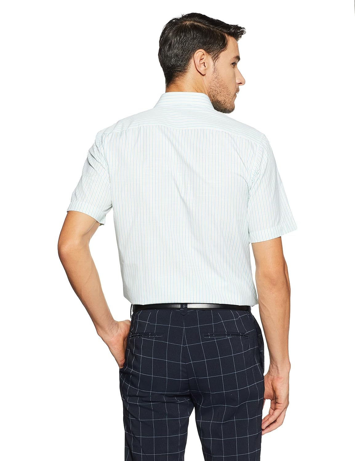 peter england men's striped regular fit formal shirt