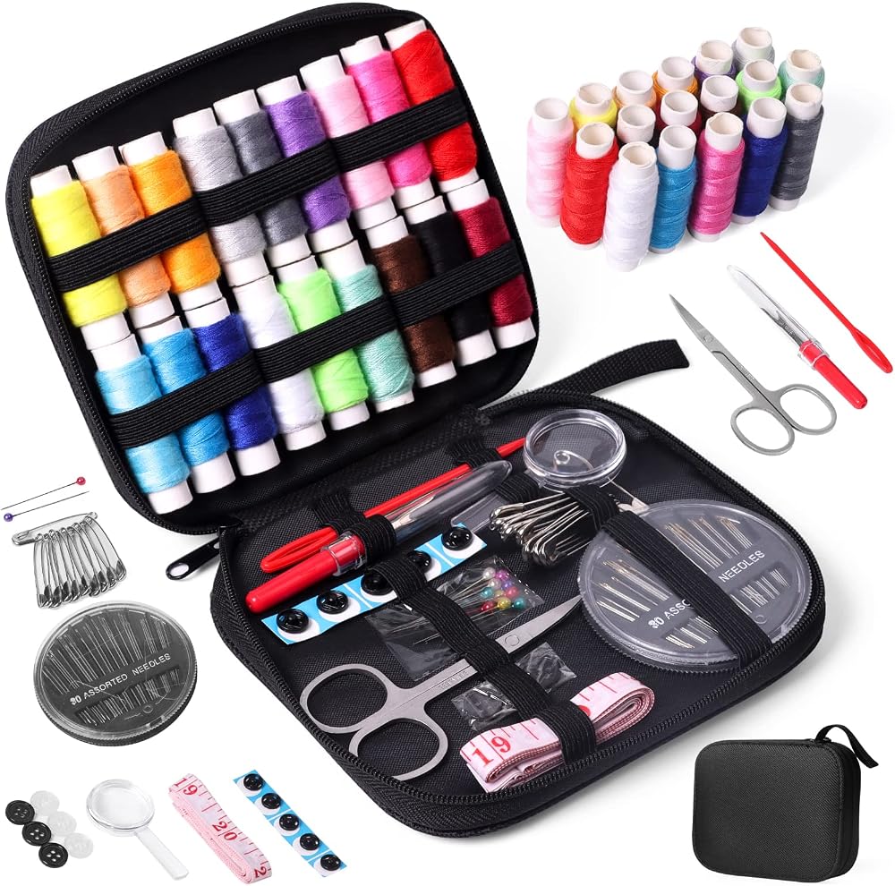 JUNING Travel Sewing Kit Portable Sewing Supplies for Beginners Adults