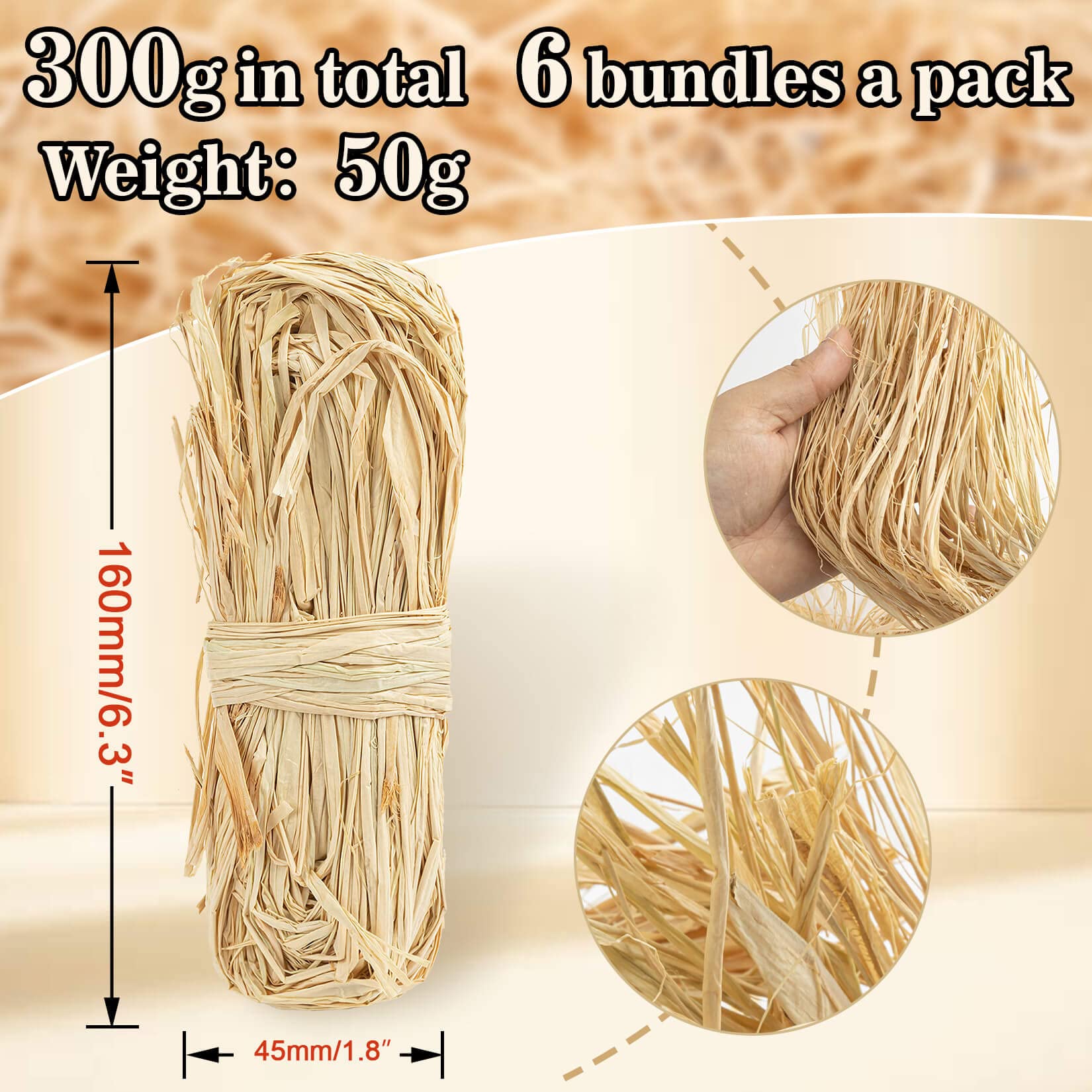 Sukh Natural Raffia Ribbon - 5PCS Raffia Straw for Florist Bouquets Decoration Twine Crafts Ribbon for Wrapping Christmas Birthday Halloween Easter Anniversary Florist Supplies