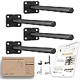 BATODA 8” Solid Steel Floating Shelf Bracket (4 pcs) - Blind Shelf Supports - Hidden Brackets for Floating Wood Shelves - Wall Mounted Support for DIY - Shelving Mounting Hardware Included