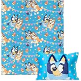 Northwest Bluey Party Pups Silk Touch Throw Blanket 50 x 60 Inches with Bluey Plush Pocket Pillow 14 x 20 Inches - Comfy &amp; Cozy Bluey Blanket &amp; Pillow Set for Boys and Girls