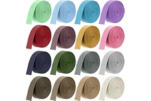 Vin Beauty 16 Rolls Cotton Webbing Strap 1 Inch Wide 3.3 Yard Polyester Webbing Straps for Bag Making Supplies, 16 Colors Nylon Twill Tape Strapping for Pets, DIY Crafts Furniture Backpack, Gardening