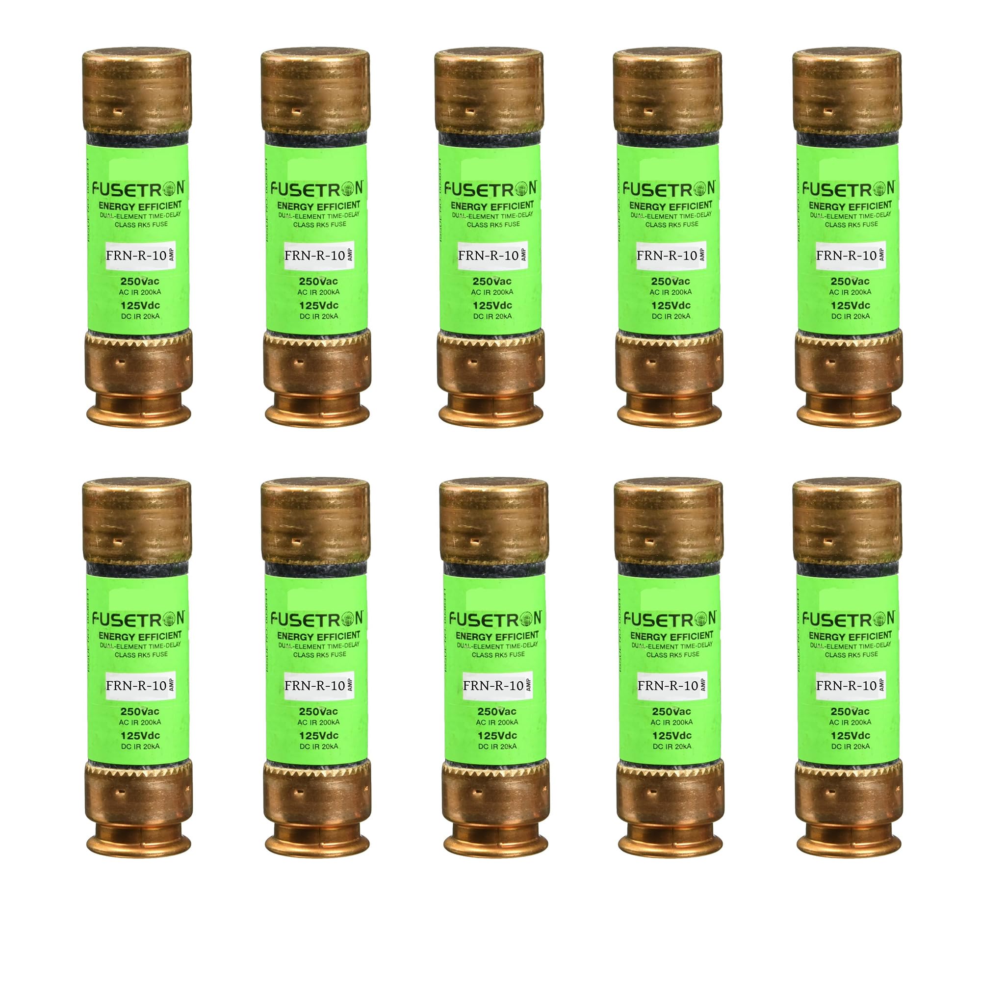 Photo 1 of 10-Pack New FRN-R-10 FRN-R-10A 250Vac Time Delay Fuse, FRN-R-10A Current Limiting Class RK5 Fuse