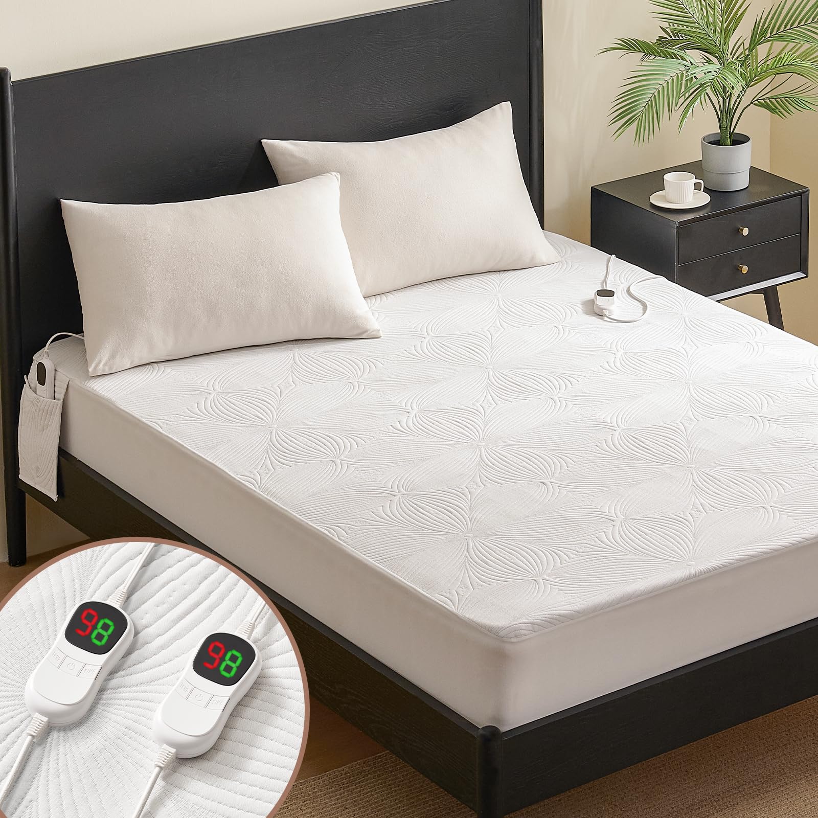Photo 1 of ***MISSING CONTROLLER***
 Homemate Heated Mattress Pad King Size - 3D Knitted Jacquard Electric Mattress Pad King Bed Warmer with Dual Controller, 10 Heated Setting - Auto Off 8 Hours, Fit Up to 30 Inch, 80"x78"