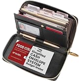 Simplified Cash Envelopes System Budgeting Wallet-NO Envelope &amp; Budget Binder Needed, Multi-pocket Cash Stuffing Wallet, Money Organizer, Expense Tracker Sheets Card Holder, Leather Wallets For Women