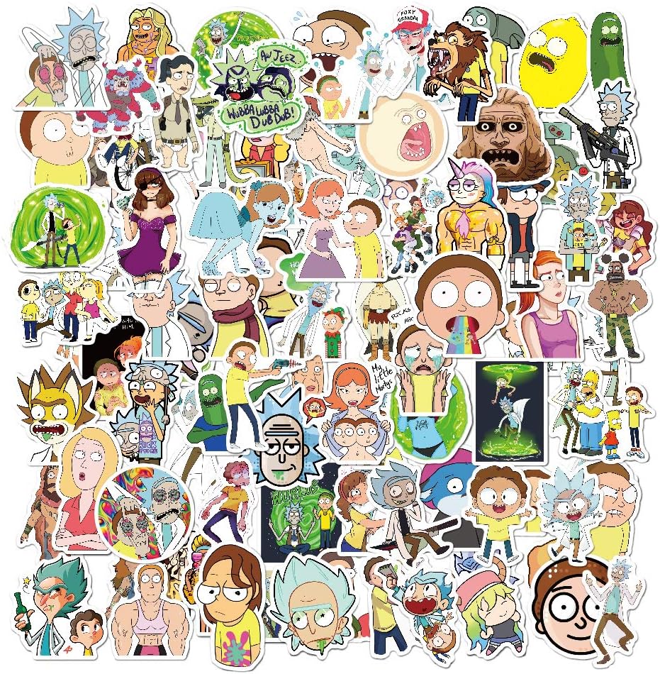 Rick and Morty Stickers for Hydro Flask,100 pcs Waterproof Water Bottle Stickers for Hydroflasks,Laptop,Phone,Luggage,Skateboard,Guitar,Cute Vinyl Stickers for Girls,Kids,Teens (Rick and Morty)