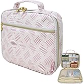 StarPlus2 Medium Pill Bottle Organizer, Slim Medicine Bag, Case, Carrier for Medications, Vitamins, and Medical Supplies - Travel Medicine Organizer & Home Storage Med Bag - Jacquard Pink