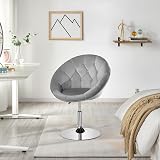 Yaheetech Velvet Swivel Armchair Height Adjustable Gray Vanity Chair view 2