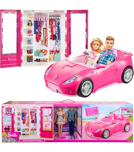 Barbie 7体 & 車　(セット売りのみ可) Amazon.com: Barbie® Ave Doll & Convertible - Brunette : Toys & Games