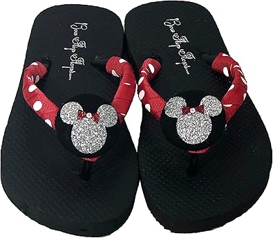 red flip flops with rhinestones