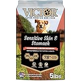 VICTOR Super Premium Dog Food — Sensitive Skin and Stomach — Salmon Meal & Brown Rice Recipe Dry Kibble — Gluten Free, No Chicken, Ideal for Dogs with Allergies — Adult and Puppy Food, 5 lb