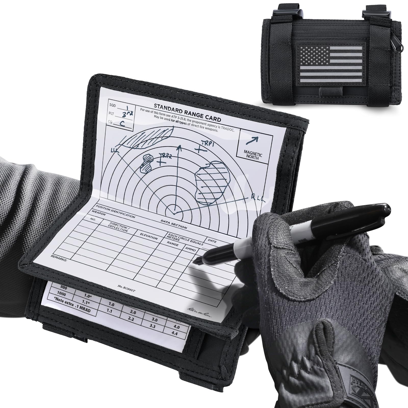 Photo 1 of LIVANS Map Case Tactical Arm Sleeve QB Wristband Map Pouch Tactical Armband Sleeve Military Arm Wrist Pouch Documet DOPE Card Holder for Shooting Rescue Field Measurement, Include Flag Patch