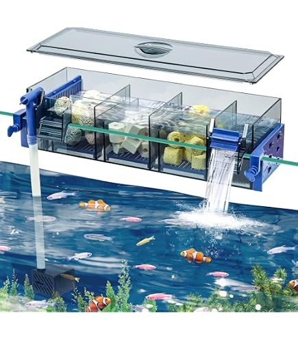 Aquarium Filter, External 3 Tiers Water Cycle Filter Box, Large Filter Kit For Ponds, Turnover Box Fish Tank Filter-Multi Stage Filtration, No Pump & Filter Media ( Color : Gray