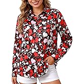 Roseelf Womens Festival Satin Silk Blouses Button Down Long Sleeve Casual Shirts
