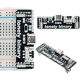 Lonely Binary 3-Pack Breadboard Power Supply 3.3V 5V USB-C Switchable | 3.3V/5V slide switch, 500mA PPTC protection; USB-C 5V input; dual LED indicators; plugs into breadboard power rails