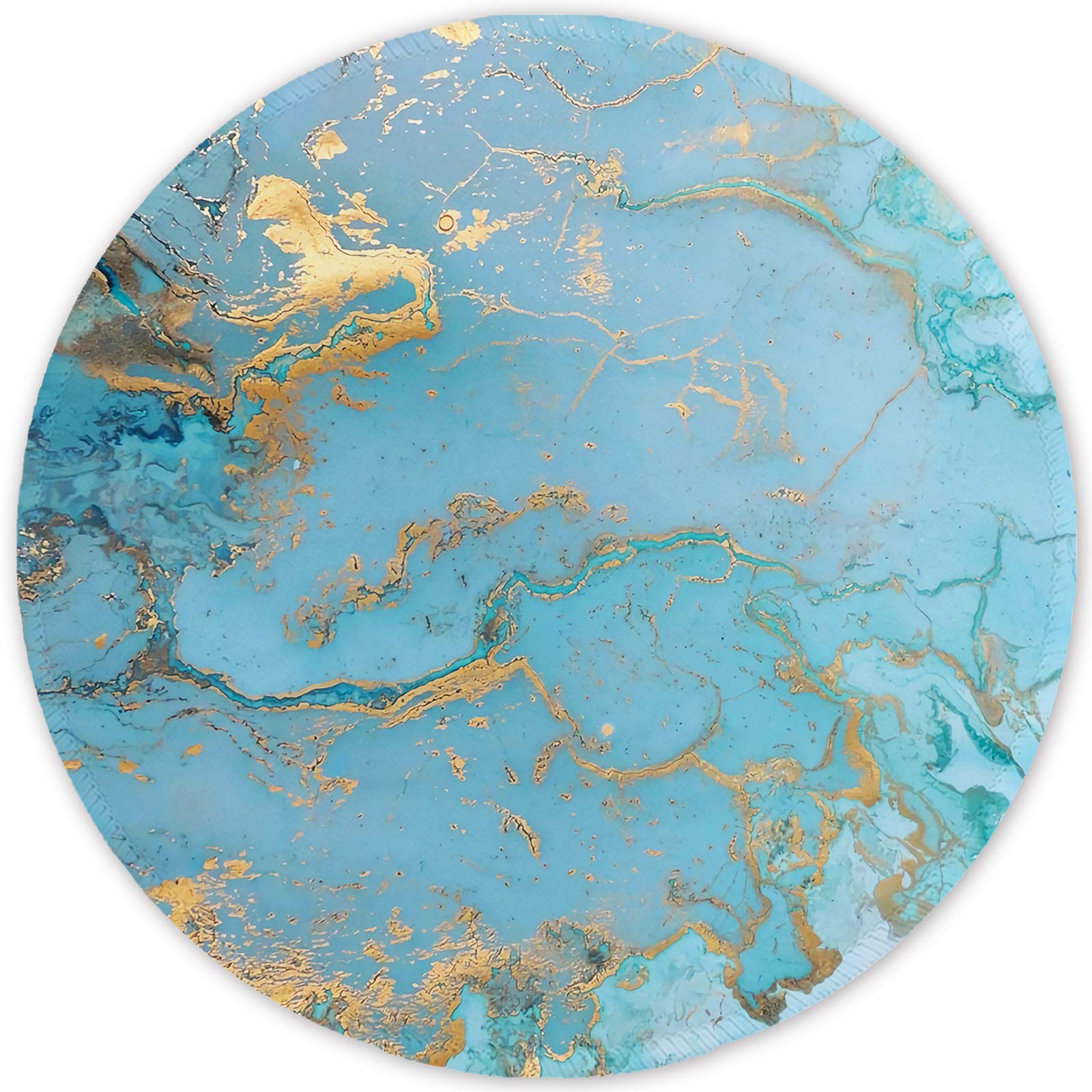 ITNRSIIET Mouse Mat Small Round Mouse Pad with Stitched Edge, Waterproof Smooth Surface Premium-Textured Mousepad with Non-Slip Rubber Base, for PC Laptop Office&Home, Light Blue Modern Marbling