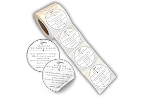 LASHICORN Stovetop Potpourri Instruction Label | 250 pc Roll 2” Circle Label for Package of Stove Top Simmer Christmas Home Scent Use with Glass Saucepan Stove-Top Steamer Pot