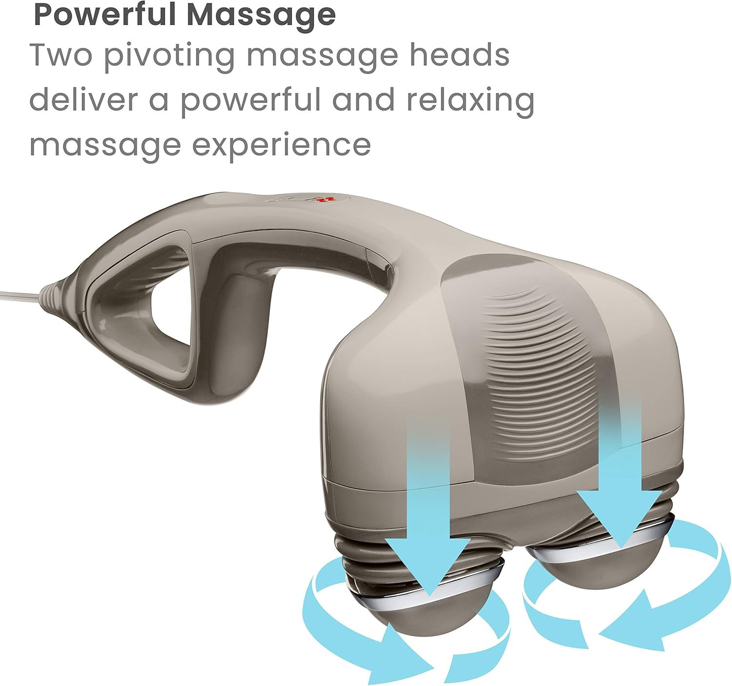 HoMedics Percussion Action Massager with Heat | Adjustable Intensity , Dual Pivoting Heads | 2 Sets Interchangeable Nodes , Heated Muscle Kneading for Back , Shoulders , Feet , Legs , & Neck: Health & Personal Care