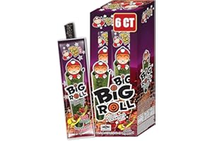 Big Roll Grilled Seaweed Snacks by Tao Kae Noi, BBQ Flavor Grilled Seaweed Rolls, Healthy Nori Sheet Rolls for Kids and Adults, Nori Snacks, 6 pack, 3g Bags