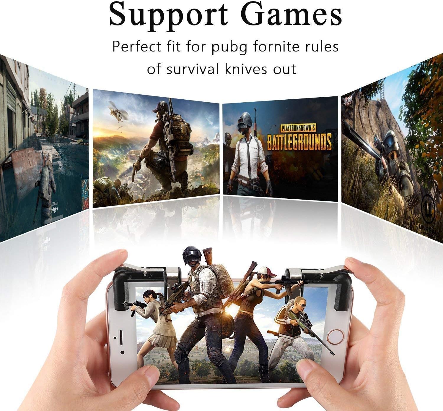 Premium Quality L1 R1 Dual Gamepad Trigger with Fire Shooter Controller Button Aim Key Mobile Gaming Joystick for PUBG/Knives Out/Rules of Survival (All Smartphones)