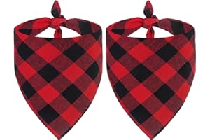 Malier 2 Pack Dog Bandana Christmas Classic Plaid Pet Bandana Scarf Triangle Bibs Kerchief Set Pet Costume Accessories Decoration for Small Medium Large Dogs Cats Pets