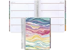 Erin Condren 7x9 Coiled Life Planner (July 2024 - December 2025) - Layers Colorful Classic Cover, Horizontal Layout, Bold Blooms Theme, Platinum Coil