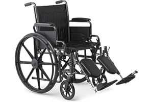 Medline K1 Basic Vinyl Wheelchair, 20" Wide Seat, Swing-Back Desk-Length Arms, Elevating Leg Rests - Comfortable, Durable & R