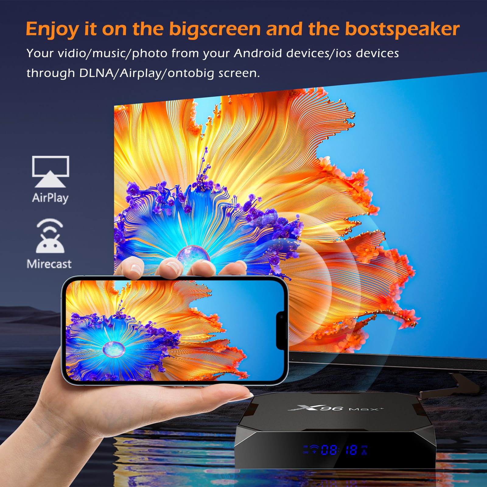 TV Box Android 9.0,Smart Media Player 4+32GB HD Android Box S905x3,Support 4K/3D 2.4&5 GHz WiFi BT 4.0 Smart TV Box with Remote (32GB)