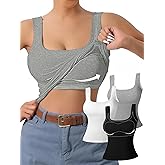 DAGGLOSA Women's U-Back Tank Top - 3-Pack,Built-in Bra, Removable Pads for Gym, Yoga & Outdoor, Long-Lasting Comfort