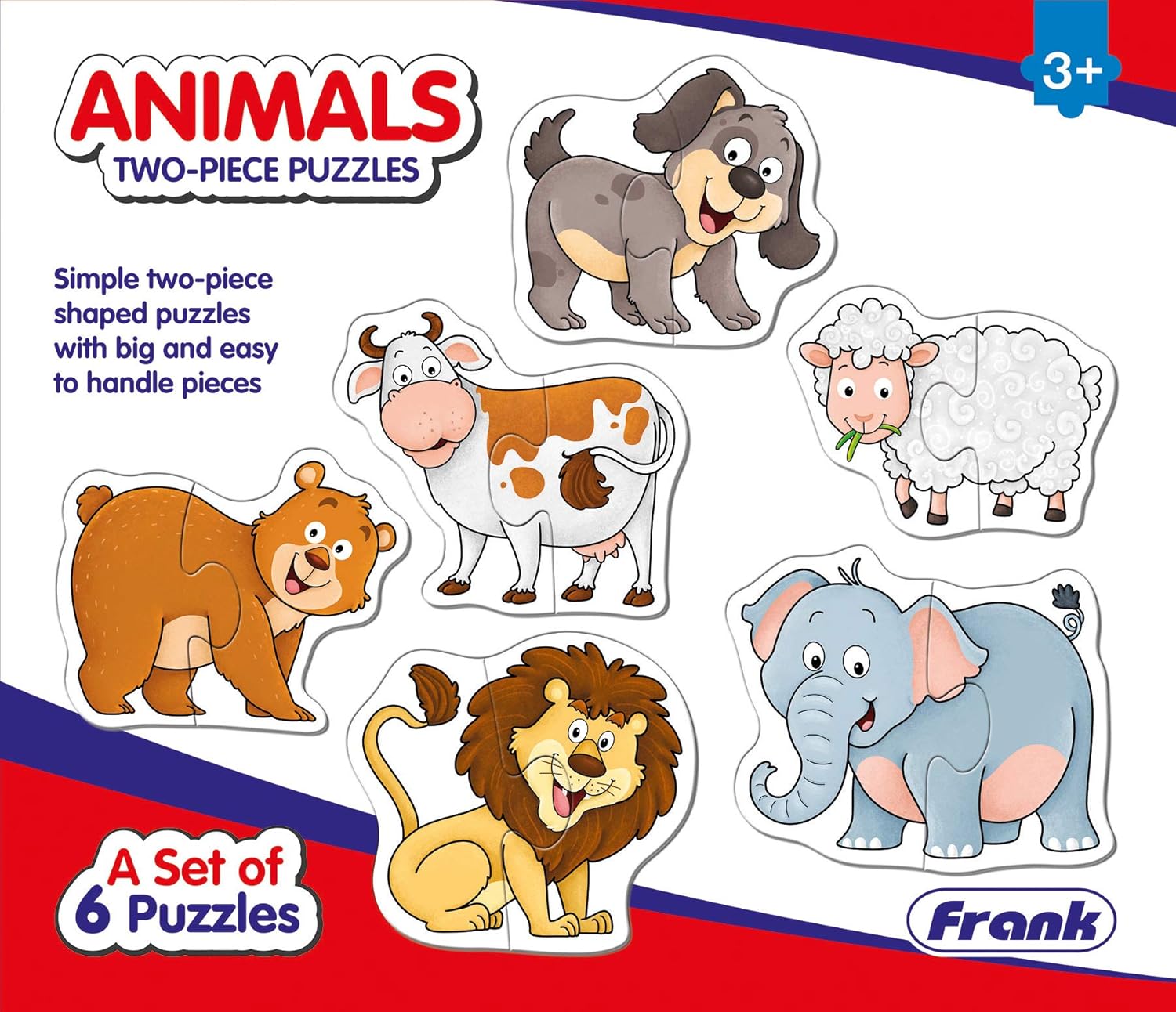 Buy Frank Animals Puzzles A Set of 6 TwoPiece Shaped Jigsaw Puzzles