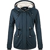 NUTEXROL Women's Winter Thicken Hooded Sherpa Lined Parka Military Anorak Jacket Warm Short Cotton Coats for Women