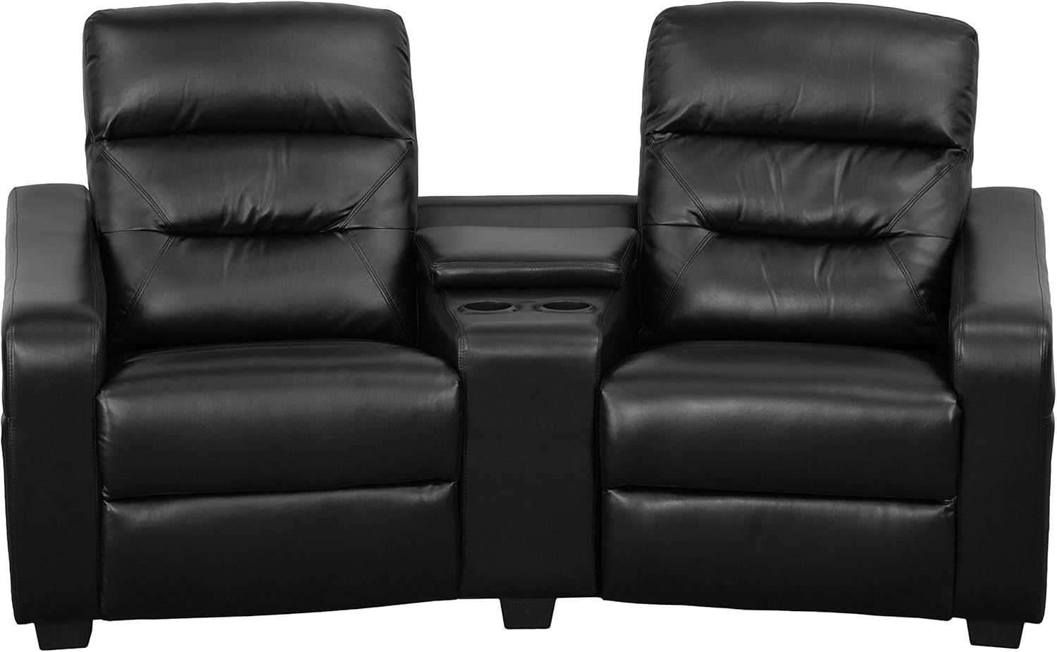 Flash Furniture Futura Series 2-Seat Reclining Black LeatherSoft Theater Seating Unit with Cup Holders: Furniture & Decor