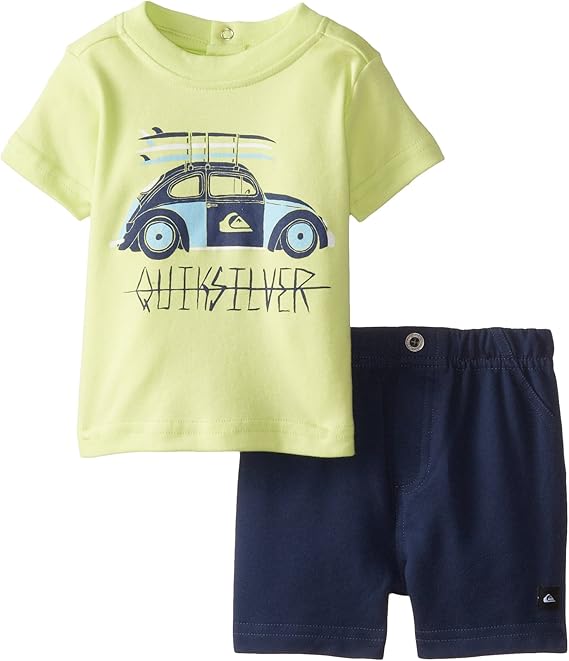 Quiksilver BabyBoys Newborn Tee with Shorts, Lime Assorted