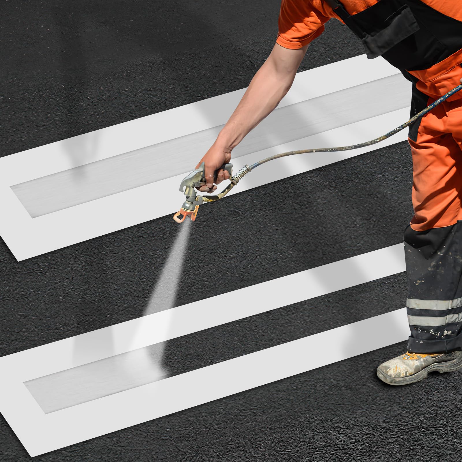 Photo 1 of 2 Pcs Parking Lot Line Stencil, 4x108 Inch, Reusable Silicone, Foldable Straight Line Stencil, Pavement Stencils for Curbs Parking Lots Asphalt Concrete for Airbrush Spray Paint